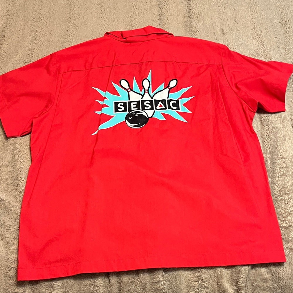 Red Men's bowling shirt